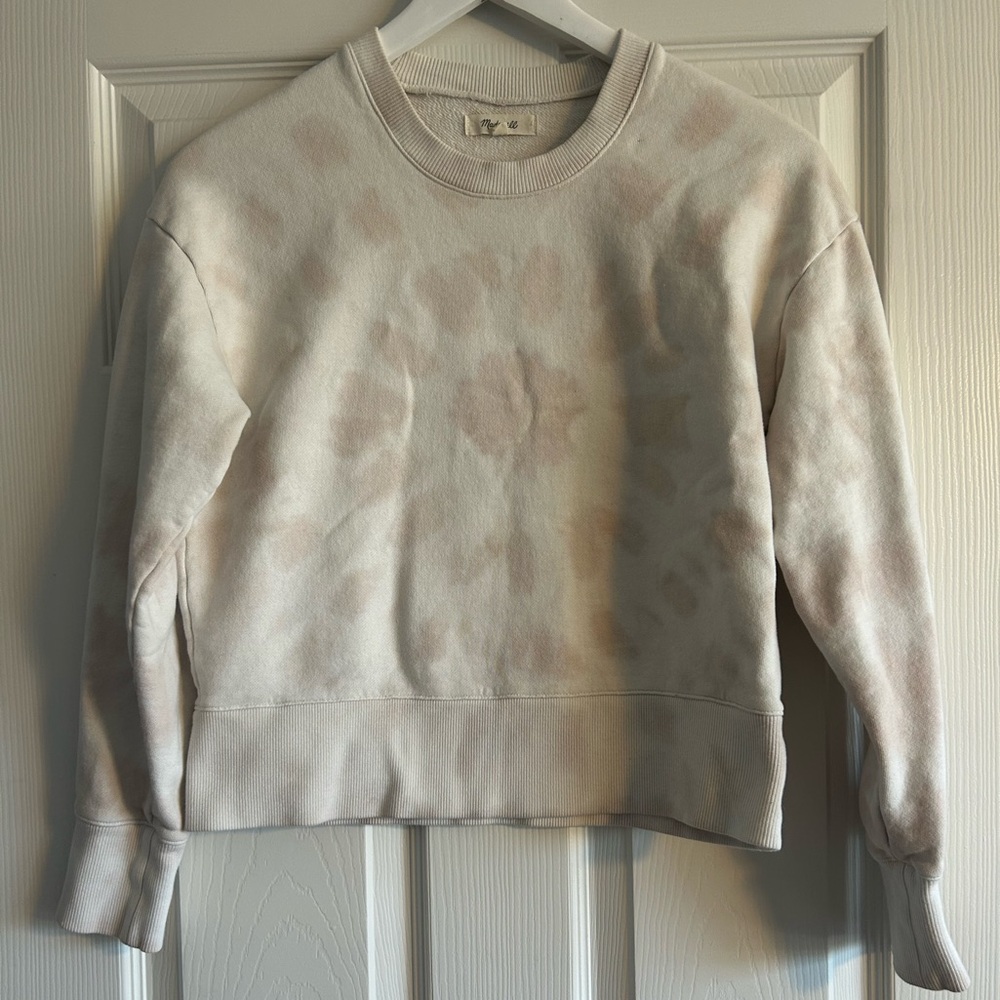 Madewell Cream Crewneck Sweatshirt with Blush Tie-Dye